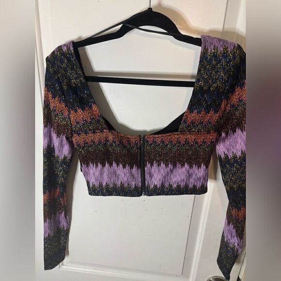 Ramy Brook Clarisse Sparkle Crop Top long sleeve size small NWT - Picture 6 of 6